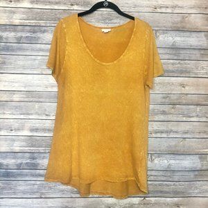 LULAROE Acid Wash Classic Tee. Mustard Yellow. M.